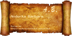 Andorka Barbara névjegykártya